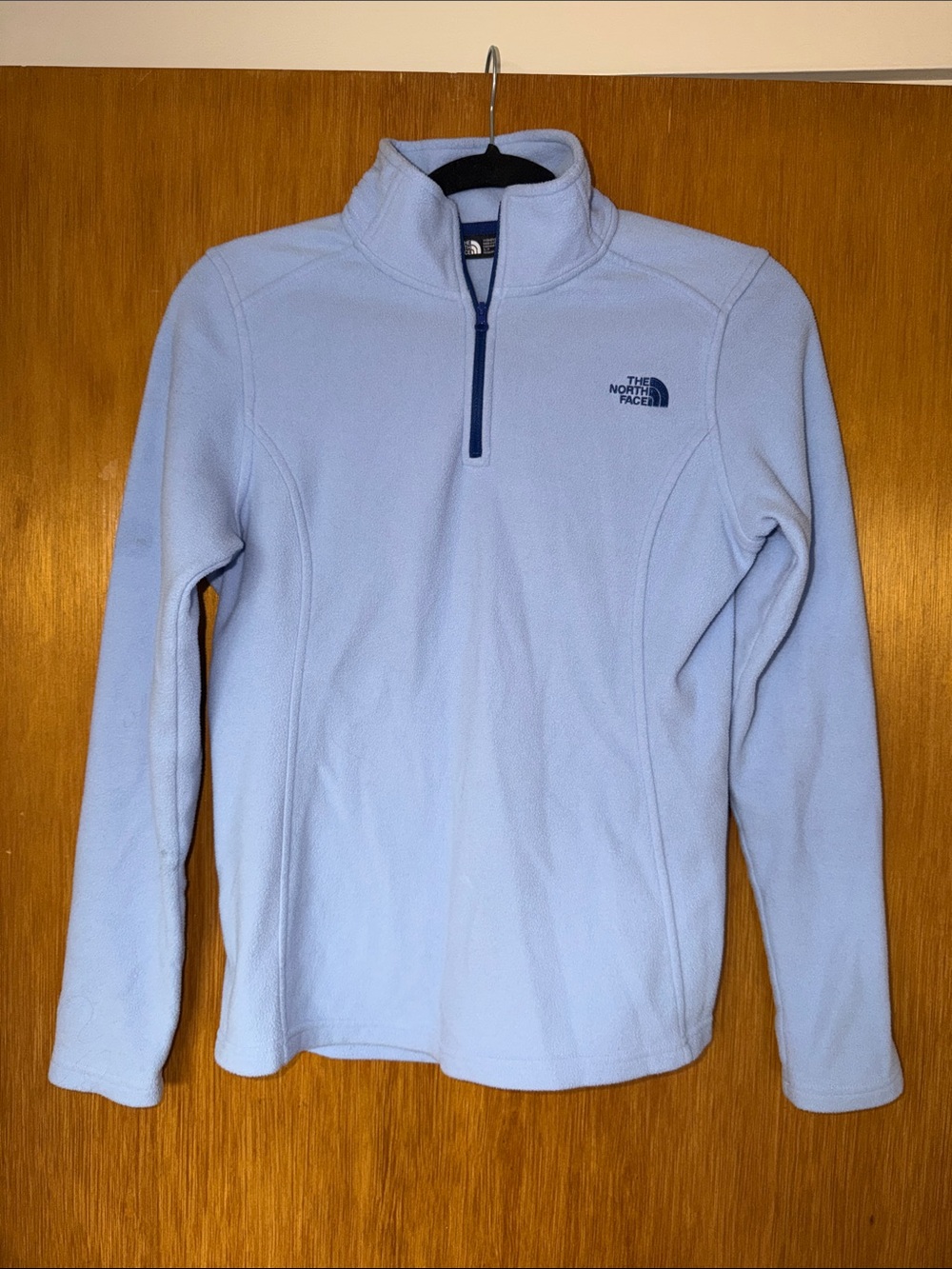 The North Face Women's Fleece Jacket in Light Blue with Navy Trim